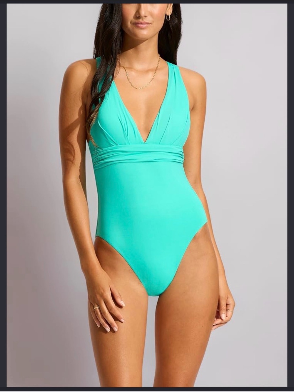 Seafolly Collective mint green Cross Back 1pc Swimsuit 14